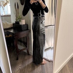 Skims Black Vinyl stretch Maxi Skirt Maxi NWT XS